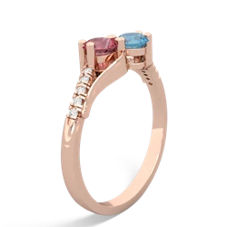 Pink Tourmaline Infinity Pave Two Stone 14K Rose Gold ring R5285