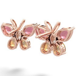 Pink Tourmaline Butterfly 14K Rose Gold earrings E2215