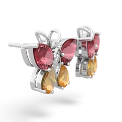 Pink Tourmaline Butterfly 14K White Gold earrings E2215