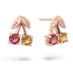 Pink Tourmaline Sweet Cherries 14K Rose Gold earrings E7001