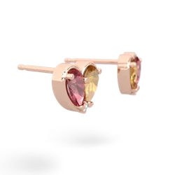Pink Tourmaline 'Our Heart' 14K Rose Gold earrings E5072