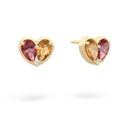 Pink Tourmaline 'Our Heart' 14K Yellow Gold earrings E5072