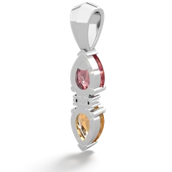Pink Tourmaline Bowtie Drop 14K White Gold pendant P0865