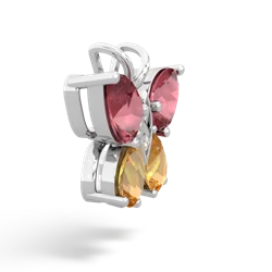 Pink Tourmaline Butterfly 14K White Gold pendant P2215