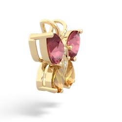 Pink Tourmaline Butterfly 14K Yellow Gold pendant P2215