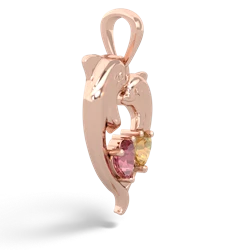 Pink Tourmaline Dolphin Heart 14K Rose Gold pendant P5820