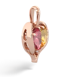 Pink Tourmaline Two Become One 14K Rose Gold pendant P5330