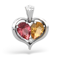 Pink Tourmaline Two Become One 14K White Gold pendant P5330