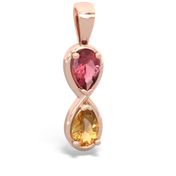 Pink Tourmaline Infinity 14K Rose Gold pendant P5050