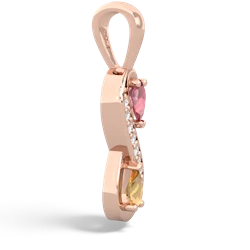 Pink Tourmaline Diamond Infinity 14K Rose Gold pendant P5390