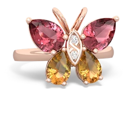 Pink Tourmaline Butterfly 14K Rose Gold ring R2215