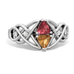 Pink Tourmaline Keepsake Celtic Knot 14K White Gold ring R5300