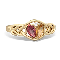 Pink Tourmaline Celtic Love Knot 14K Yellow Gold ring R5420