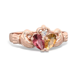 Pink Tourmaline 'Our Heart' Claddagh 14K Rose Gold ring R2388