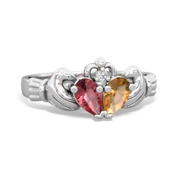 Pink Tourmaline 'Our Heart' Claddagh 14K White Gold ring R2388