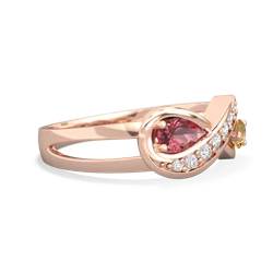 Pink Tourmaline Diamond Infinity 14K Rose Gold ring R5390