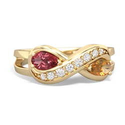 Pink Tourmaline Diamond Infinity 14K Yellow Gold ring R5390