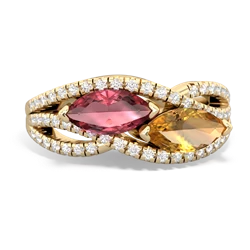 Pink Tourmaline Diamond Rivers 14K Yellow Gold ring R3070