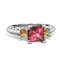 Pink Tourmaline Eternal Embrace Engagement 14K White Gold ring C2001