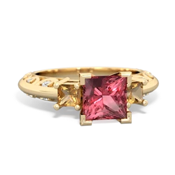 Pink Tourmaline Eternal Embrace Engagement 14K Yellow Gold ring C2001