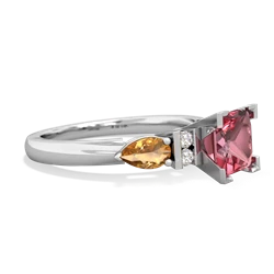 Pink Tourmaline 6Mm Princess Eternal Embrace Engagement 14K White Gold ring C2002