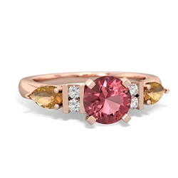 Pink Tourmaline 6Mm Round Eternal Embrace Engagement 14K Rose Gold ring R2005