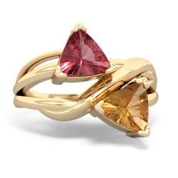 Pink Tourmaline Split Band Swirl 14K Yellow Gold ring R2341