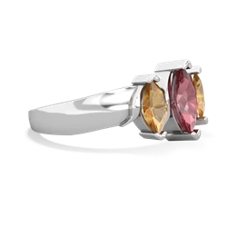 Pink Tourmaline Three Peeks 14K White Gold ring R2433