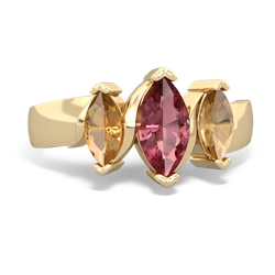 Pink Tourmaline Three Peeks 14K Yellow Gold ring R2433