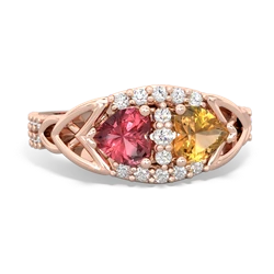 Pink Tourmaline Sparkling Celtic Knot 14K Rose Gold ring R2645