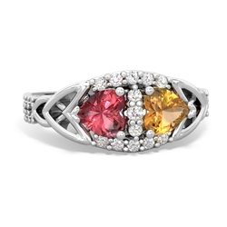 Pink Tourmaline Sparkling Celtic Knot 14K White Gold ring R2645