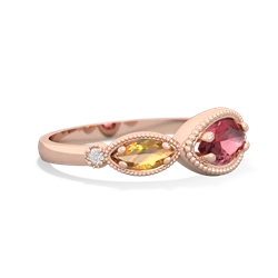 Pink Tourmaline Milgrain Marquise 14K Rose Gold ring R5700