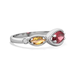 Pink Tourmaline Milgrain Marquise 14K White Gold ring R5700