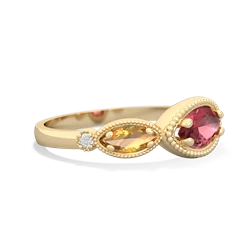 Pink Tourmaline Milgrain Marquise 14K Yellow Gold ring R5700