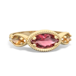 Pink Tourmaline Milgrain Marquise 14K Yellow Gold ring R5700