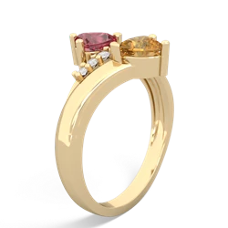 Pink Tourmaline Heart To Heart 14K Yellow Gold ring R2064