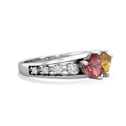 Pink Tourmaline Heart To Heart 14K White Gold ring R3342