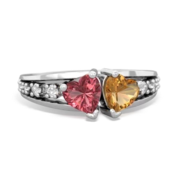 Pink Tourmaline Heart To Heart 14K White Gold ring R3342