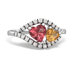 Pink Tourmaline Mother And Child 14K White Gold ring R3010