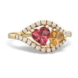 Pink Tourmaline Mother And Child 14K Yellow Gold ring R3010