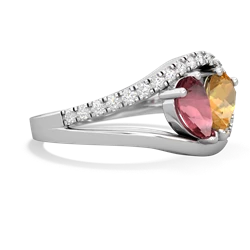 Pink Tourmaline Nestled Heart Keepsake 14K White Gold ring R5650