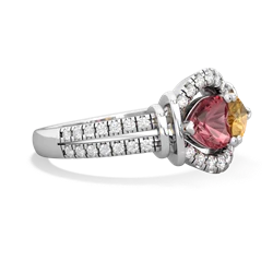 Pink Tourmaline Art-Deco Keepsake 14K White Gold ring R5630