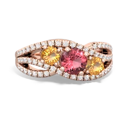 Pink Tourmaline Three Stone Aurora 14K Rose Gold ring R3080