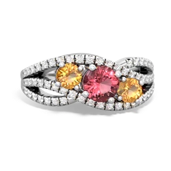 Pink Tourmaline Three Stone Aurora 14K White Gold ring R3080