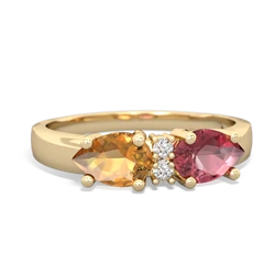Pink Tourmaline Pear Bowtie 14K Yellow Gold ring R0865