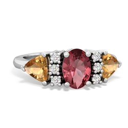 Pink Tourmaline Antique Style Three Stone 14K White Gold ring R2186