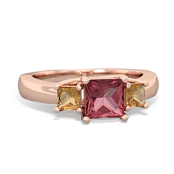 Pink Tourmaline Three Stone Trellis 14K Rose Gold ring R4015