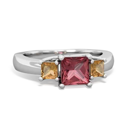 Pink Tourmaline Three Stone Trellis 14K White Gold ring R4015