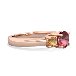 Pink Tourmaline Three Stone Round Trellis 14K Rose Gold ring R4018