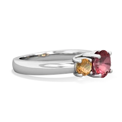 Pink Tourmaline Three Stone Round Trellis 14K White Gold ring R4018